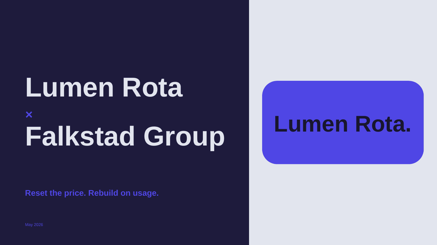 Cover slide of the Lumen Rota × Falkstad Group — Contract Renewal deck